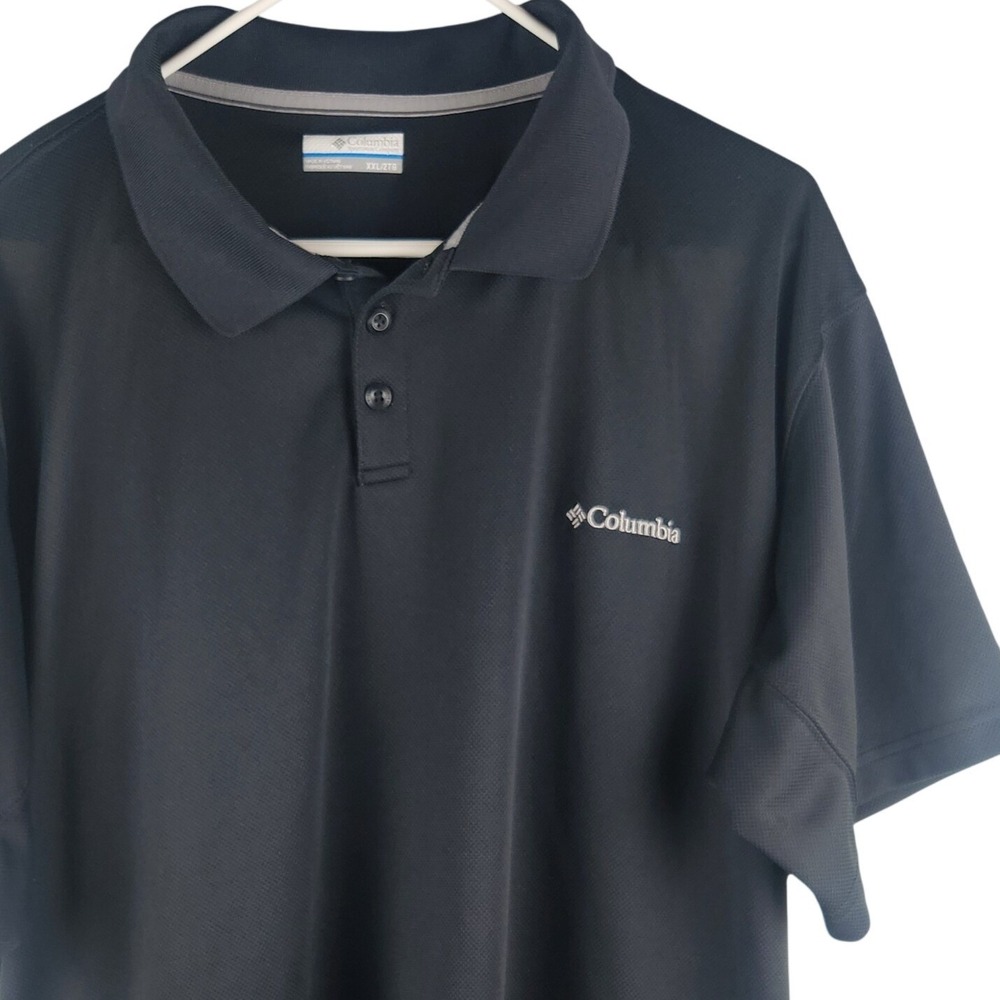 Columbia Mens Black XXL Short Sleeve Pique Polo Shirt 100% Polyester